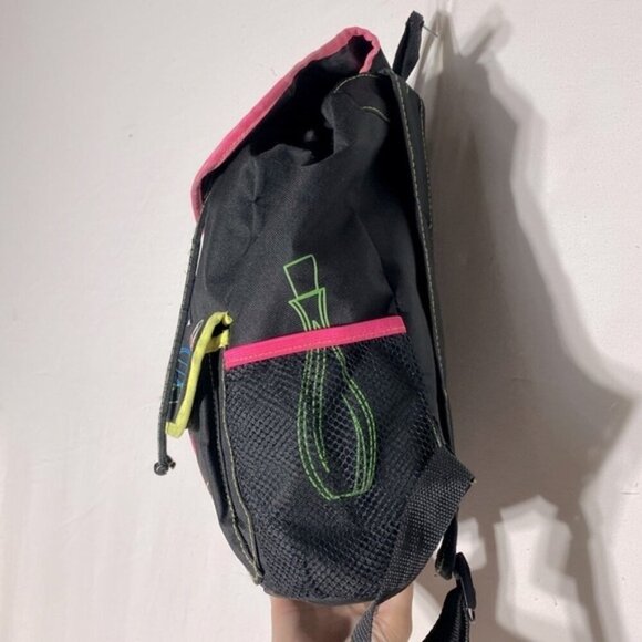 Vintage Black With Neon Graphic Book Bag Backpack - Picture 3 of 14
